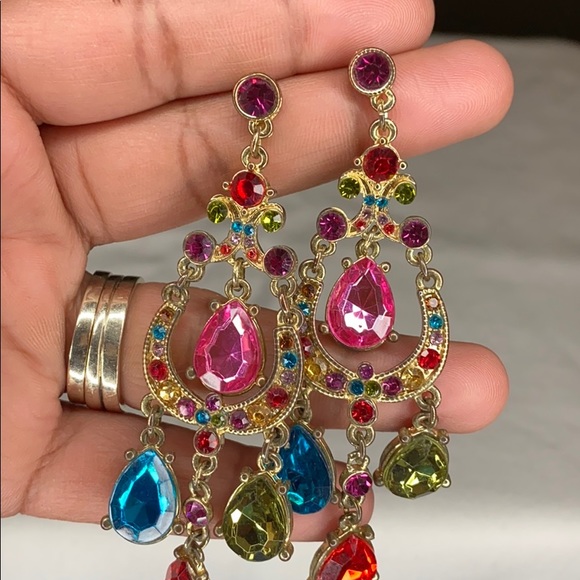 Gorgeous colorful Statement earrings - Picture 3 of 4